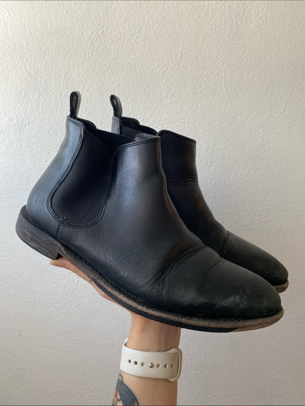 Johnston & Murphy Black Leather Chelsea Ankle Boots